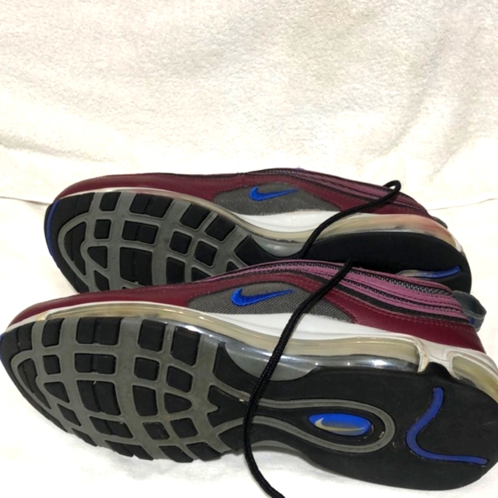 🔥👟🔥 Nike Air Max 97 Burgundy with Blue Swoosh - Picture 4 of 6